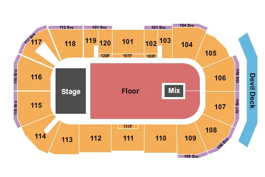 seating chart for Mullett Arena - Endstage GA - eventticketscenter.com