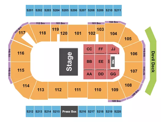 seating chart for Mullett Arena - Half House - eventticketscenter.com