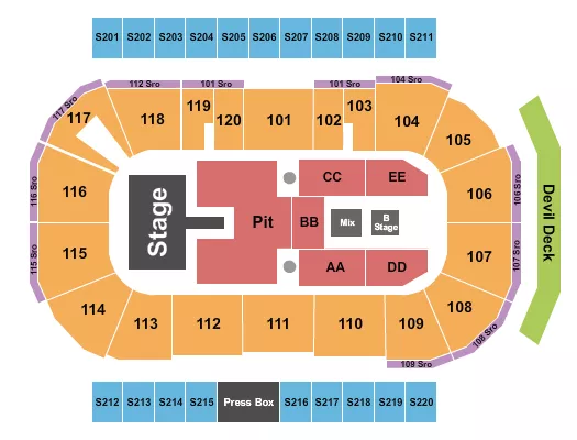 seating chart for Mullett Arena - Hudson Westbrook - eventticketscenter.com