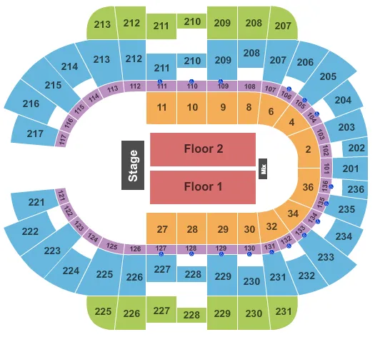 seating chart for Municipal Auditorium Arena - Kansas City - Endstage 2 - eventticketscenter.com