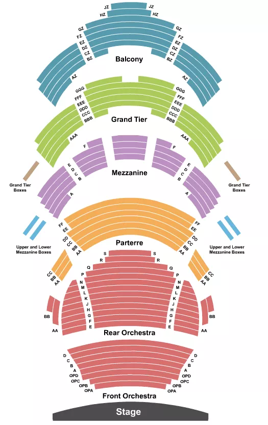 seating chart for Muriel Kauffman Theatre - Kauffman Center for the Performing Arts - Endstage-Zone - eventticketscenter.com
