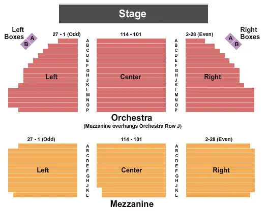 seating chart for Music Box Theatre - NY - End Stage - eventticketscenter.com