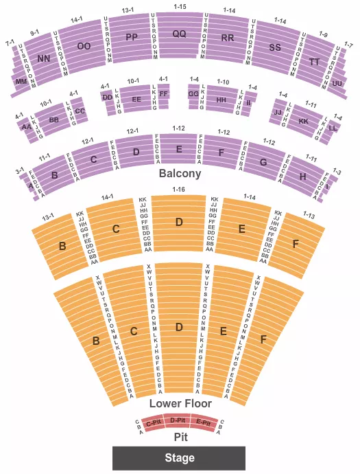 seating chart for Music Hall At Fair Park - Endstage Pit - eventticketscenter.com