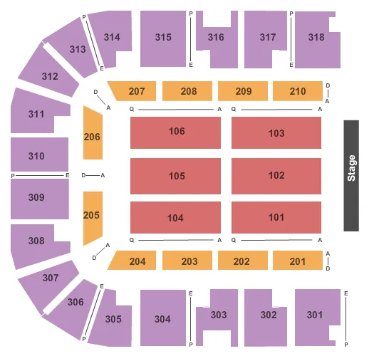 seating chart for Muskogee Civic Center - Endstage - eventticketscenter.com