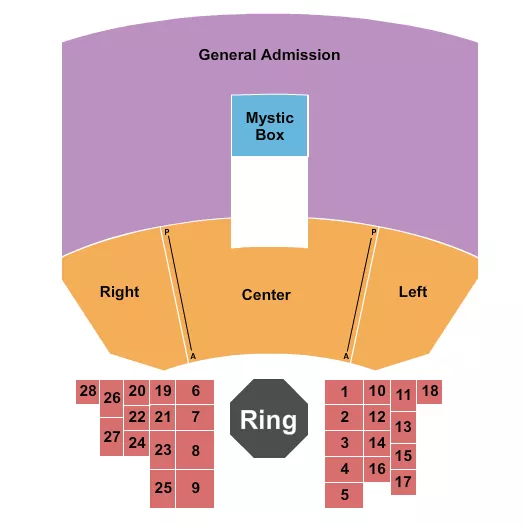 seating chart for Mystic Lake Showroom - LFA - eventticketscenter.com