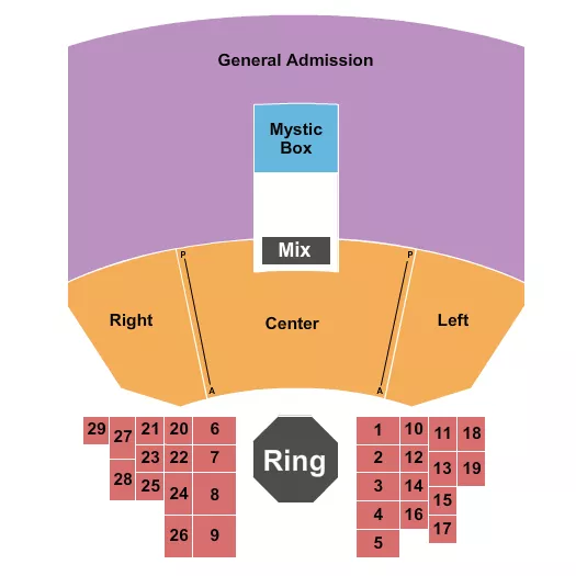 seating chart for Mystic Lake Showroom - LFA - eventticketscenter.com