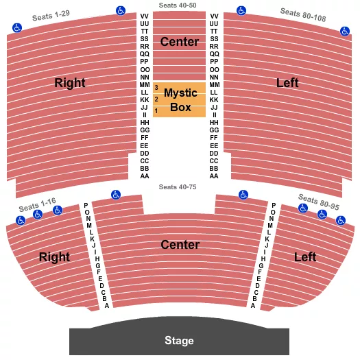 seating chart for Mystic Lake Showroom - Endstage 2 - eventticketscenter.com
