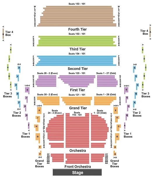seating chart for New Jersey Performing Arts Center - Prudential Hall - End Stage - eventticketscenter.com