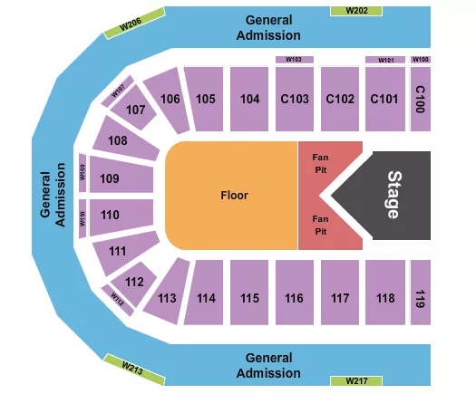 Aleksandra Prijovic Seating Chart at NOW Arena. The chart shows the main floor/stage with seating options surrounding it, which are color coded