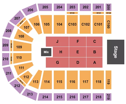 seating chart for NOW Arena - Endstage A-H, No I - eventticketscenter.com