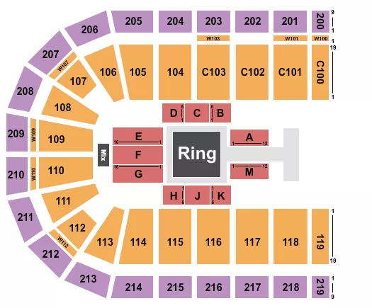 seating chart for NOW Arena - Wrestling 3 - eventticketscenter.com