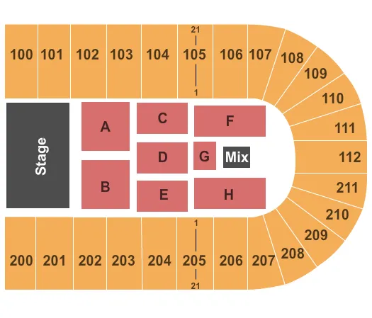 seating chart for NRG Arena - End Stage - eventticketscenter.com