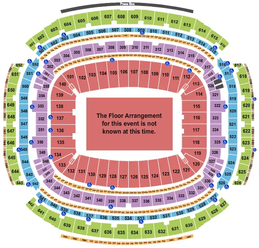 seating chart for NRG Stadium - Generic Floor Rows - eventticketscenter.com