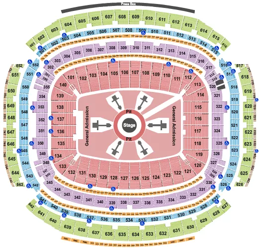 seating chart for NRG Stadium - Metallica Rows - eventticketscenter.com