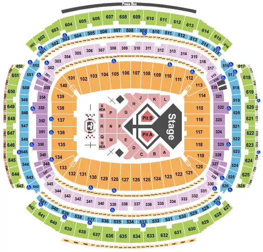 seating chart for Houston Stadium - Usher - eventticketscenter.com