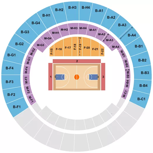 seating chart for Nashville Municipal Auditorium - Basketball 2 - eventticketscenter.com