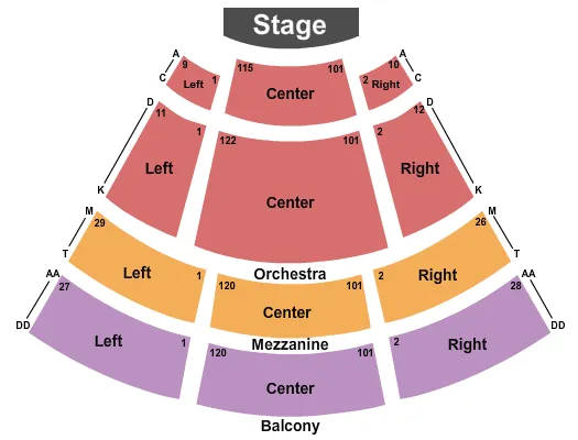 seating chart for National Hispanic Cultural Center Albuquerque Journal Theatre - End Stage - eventticketscenter.com