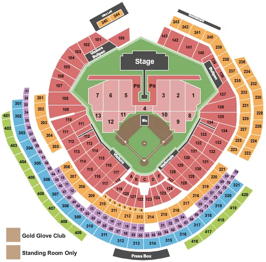 seating chart for Nationals Park - Green Day - eventticketscenter.com