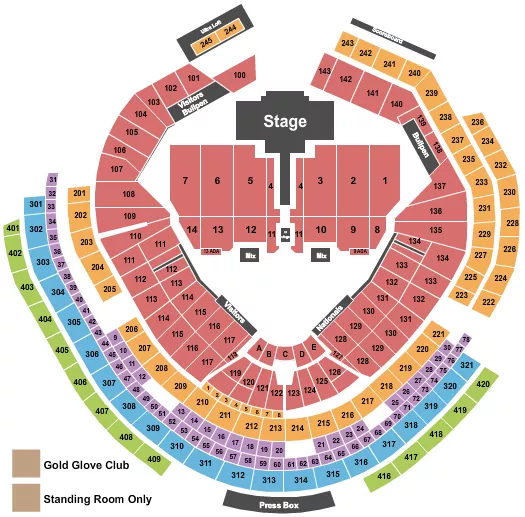 seating chart for Nationals Park - Shakira - eventticketscenter.com