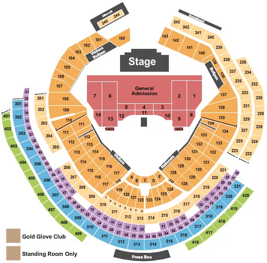 seating chart for Nationals Park - Springsteen - eventticketscenter.com