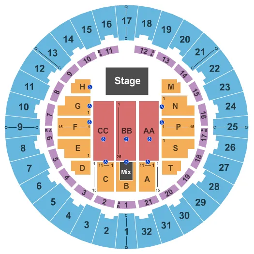 seating chart for Neal S. Blaisdell Center - Arena - Endstage 2 - eventticketscenter.com
