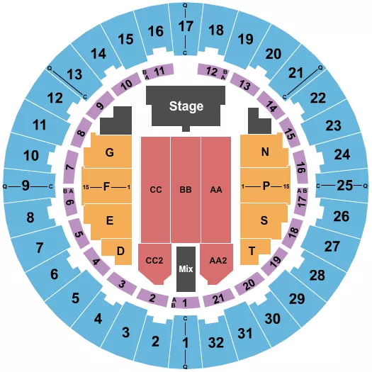 seating chart for Neal S. Blaisdell Center - Arena - Endstage 4 - eventticketscenter.com