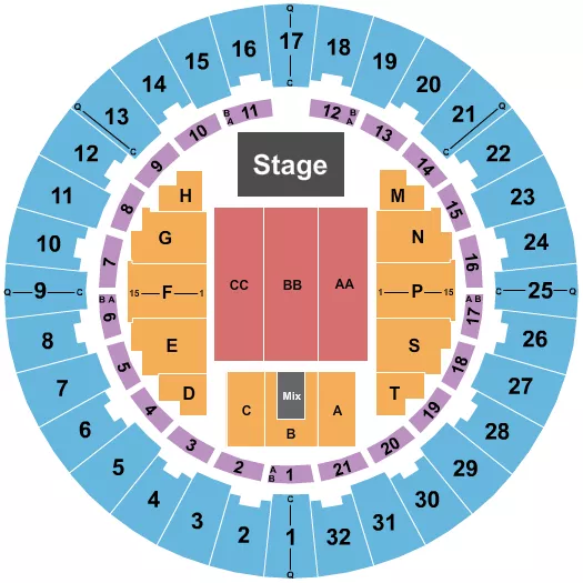seating chart for Neal S. Blaisdell Center - Arena - Endstage 6 - eventticketscenter.com