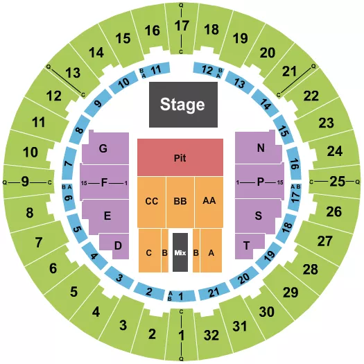seating chart for Neal S. Blaisdell Center - Arena - Endstage Pit 2 - eventticketscenter.com