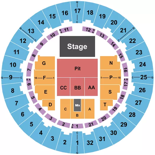 seating chart for Neal S. Blaisdell Center - Arena - Endstage Pit - eventticketscenter.com