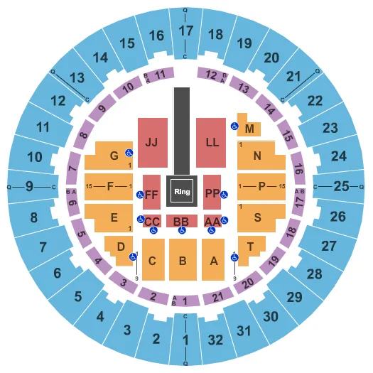 seating chart for Neal S. Blaisdell Center - Arena - Wrestling - eventticketscenter.com