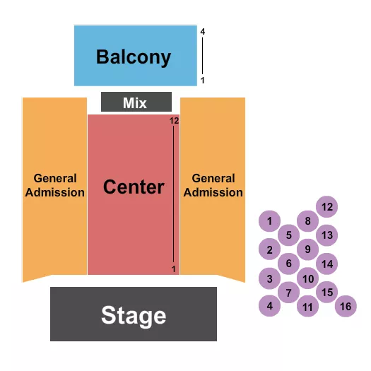 seating chart for Neighborhood Theatre - Endstage RSV/GA Sides 3 - eventticketscenter.com