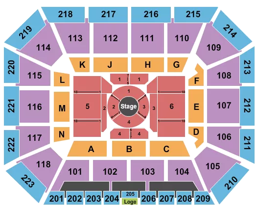seating chart for Neville Arena - Center Stage - eventticketscenter.com