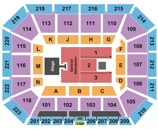 seating chart for Neville Arena - Endstage GA Pit w/ Catwalk 2 - eventticketscenter.com