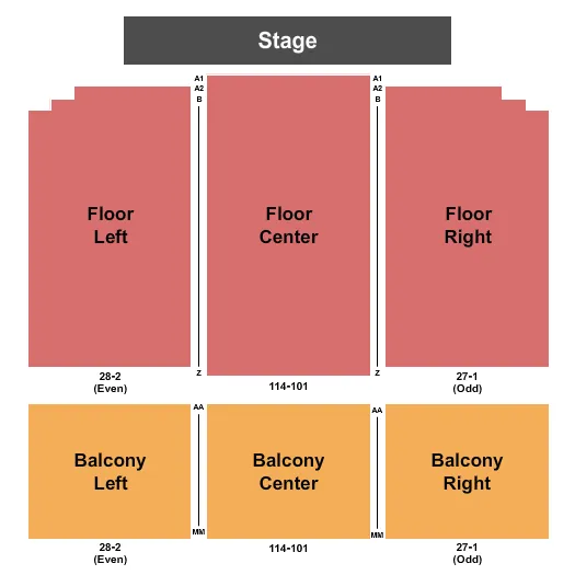 seating chart for New Barn Theatre - End Stage - eventticketscenter.com