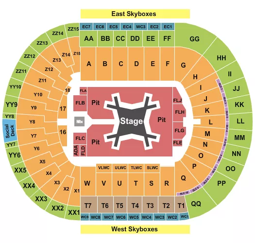 seating chart for Neyland Stadium - Luke Combs - eventticketscenter.com