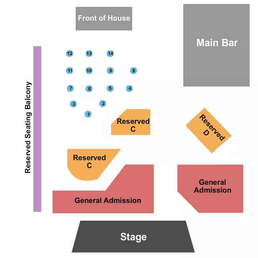 seating chart for Nile Theater - CA - Endstage GA & Table - eventticketscenter.com