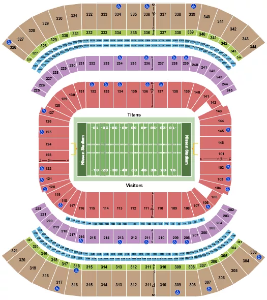 seating chart for Nissan Stadium - Nashville - Football NO VFS - eventticketscenter.com