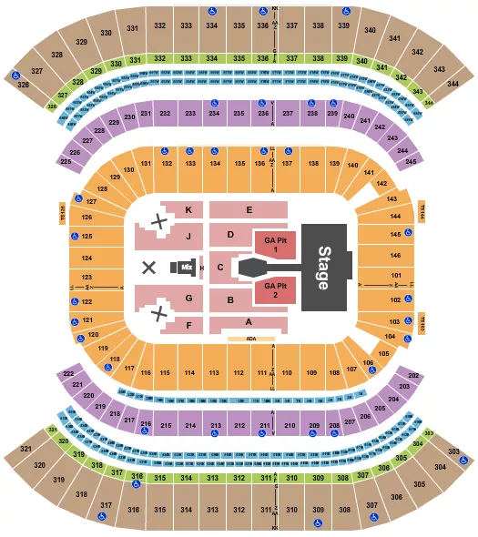 seating chart for Nissan Stadium - Nashville - Morgan Wallen - eventticketscenter.com