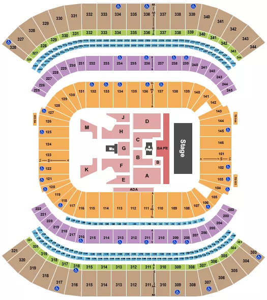 seating chart for Nissan Stadium - Nashville - My Chemical Romance - eventticketscenter.com
