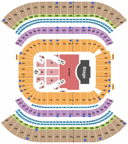 seating chart for Nissan Stadium - Nashville - Zach Bryan - eventticketscenter.com