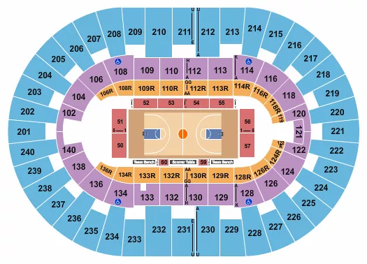 seating chart for North Charleston Coliseum - Basketball 1 - eventticketscenter.com
