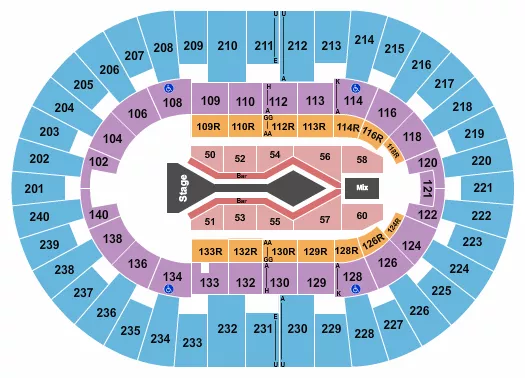 seating chart for North Charleston Coliseum - Blake Shelton - eventticketscenter.com