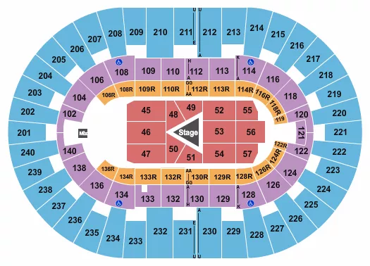 seating chart for North Charleston Coliseum - Center Stage 2 - eventticketscenter.com
