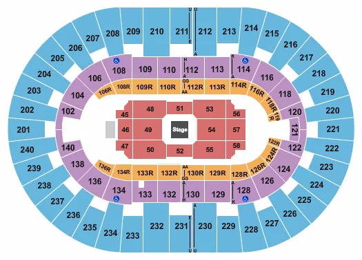 seating chart for North Charleston Coliseum - Center Stage 3 - eventticketscenter.com