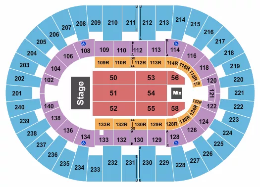seating chart for North Charleston Coliseum - Endstage 4 - eventticketscenter.com