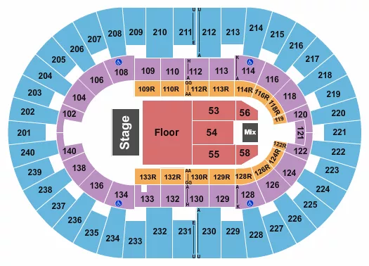 seating chart for North Charleston Coliseum - Endstage Front GA Floor - eventticketscenter.com