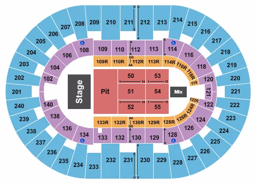 seating chart for North Charleston Coliseum - Endstage PIT 2 - eventticketscenter.com