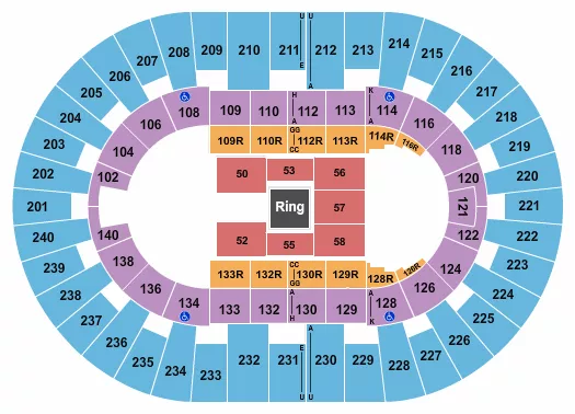 seating chart for North Charleston Coliseum - WWE 2021 - eventticketscenter.com