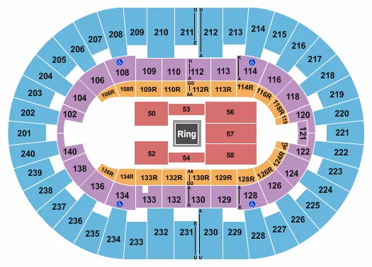 seating chart for North Charleston Coliseum - WWE 3 - eventticketscenter.com