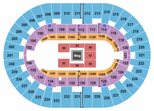 seating chart for North Charleston Coliseum - Wrestling 2 - eventticketscenter.com